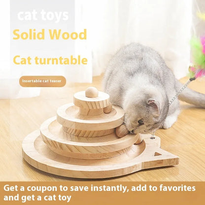 Pet Zen - Toy Solid Wood Turntable Self-Hi Cat Teaser - 0