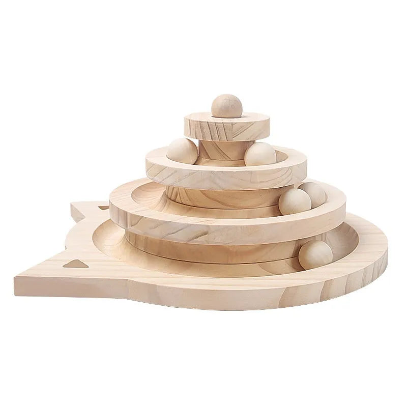 Pet Zen - Toy Solid Wood Turntable Self-Hi Cat Teaser - 0