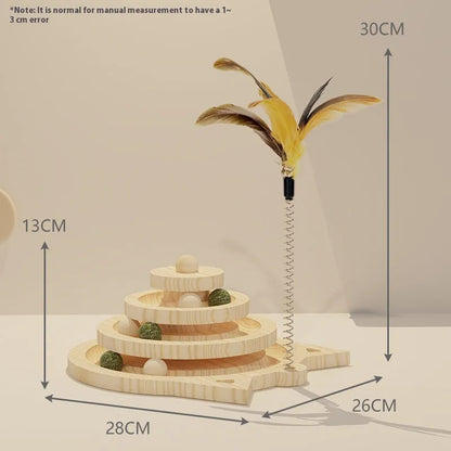 Pet Zen - Toy Solid Wood Turntable Self-Hi Cat Teaser - 0