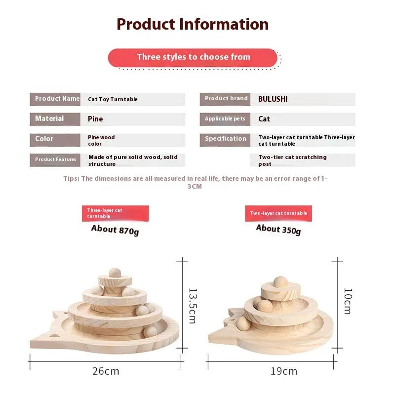 Pet Zen - Toy Solid Wood Turntable Self-Hi Cat Teaser - 0