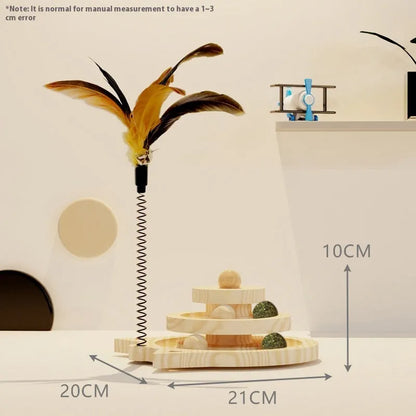 Pet Zen - Toy Solid Wood Turntable Self-Hi Cat Teaser - 0