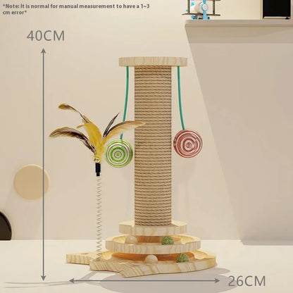 Pet Zen - Toy Solid Wood Turntable Self-Hi Cat Teaser - 0