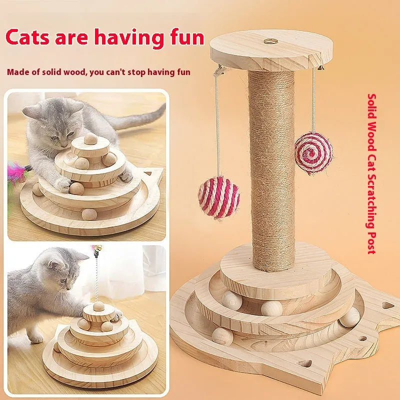 Pet Zen - Toy Solid Wood Turntable Self-Hi Cat Teaser - 0