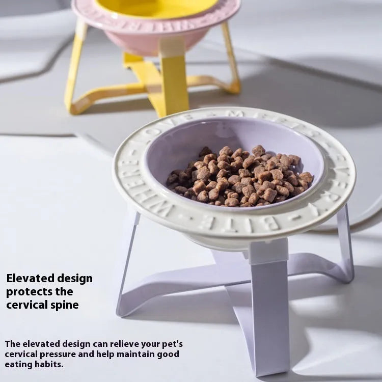 Pet Zen - UFO Ceramic Cat Bowl Dog Bowl Rack Neck Protection Anti-tumble - 0