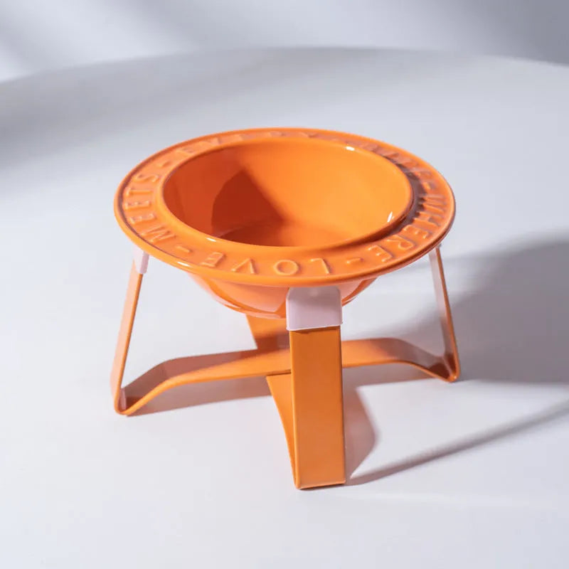 Pet Zen - UFO Ceramic Cat Bowl Dog Bowl Rack Neck Protection Anti-tumble - 0