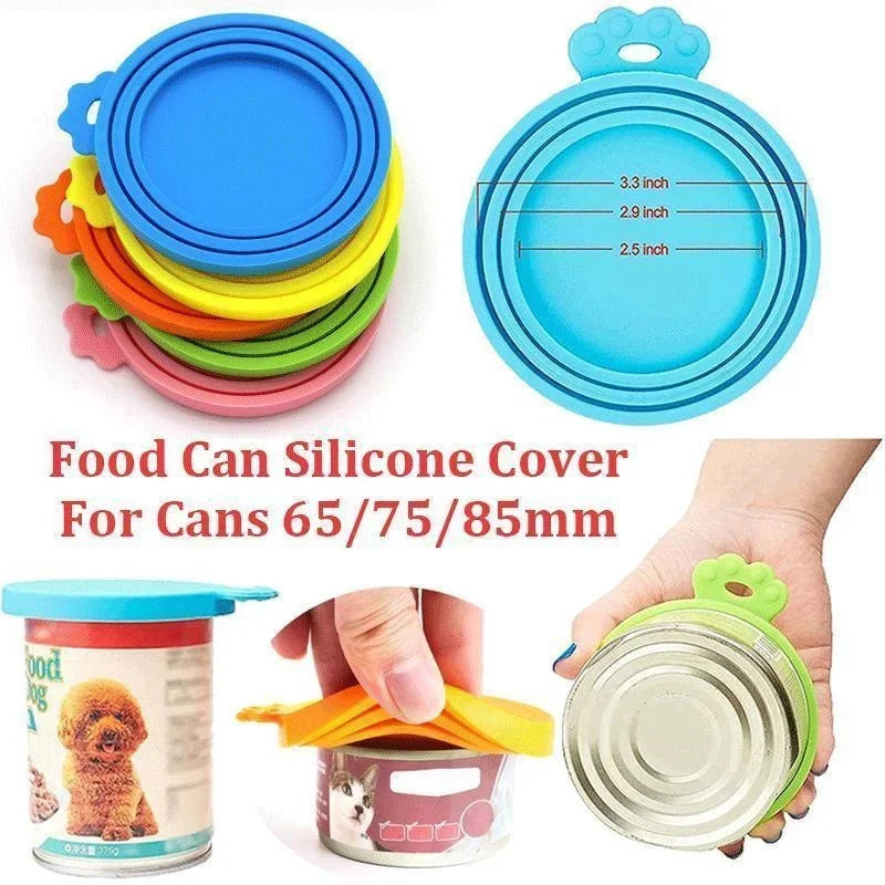 Colorful silicone can lid for pet food in various sizes, ideal for sealing pet food cans