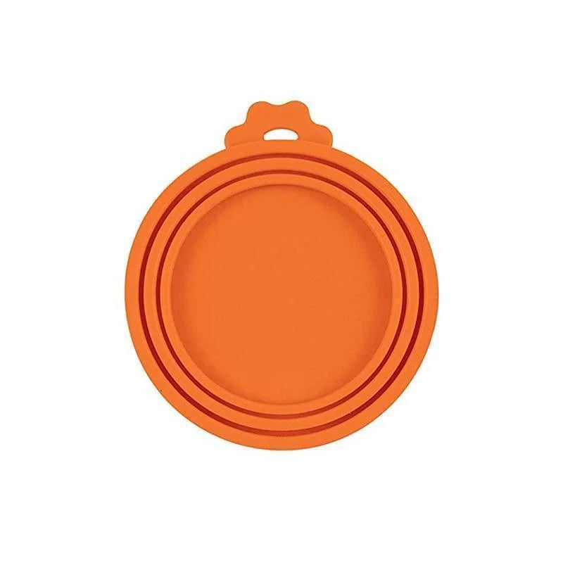 Set of WTN Essentials silicone can lid for pet food in orange, perfect for sealing opened cans