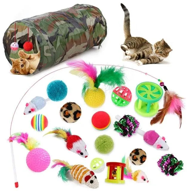 Colorful Stevvex mouse-shaped cat toy balls and feather sticks in a 14-piece set, perfect for interactive play and fun for...