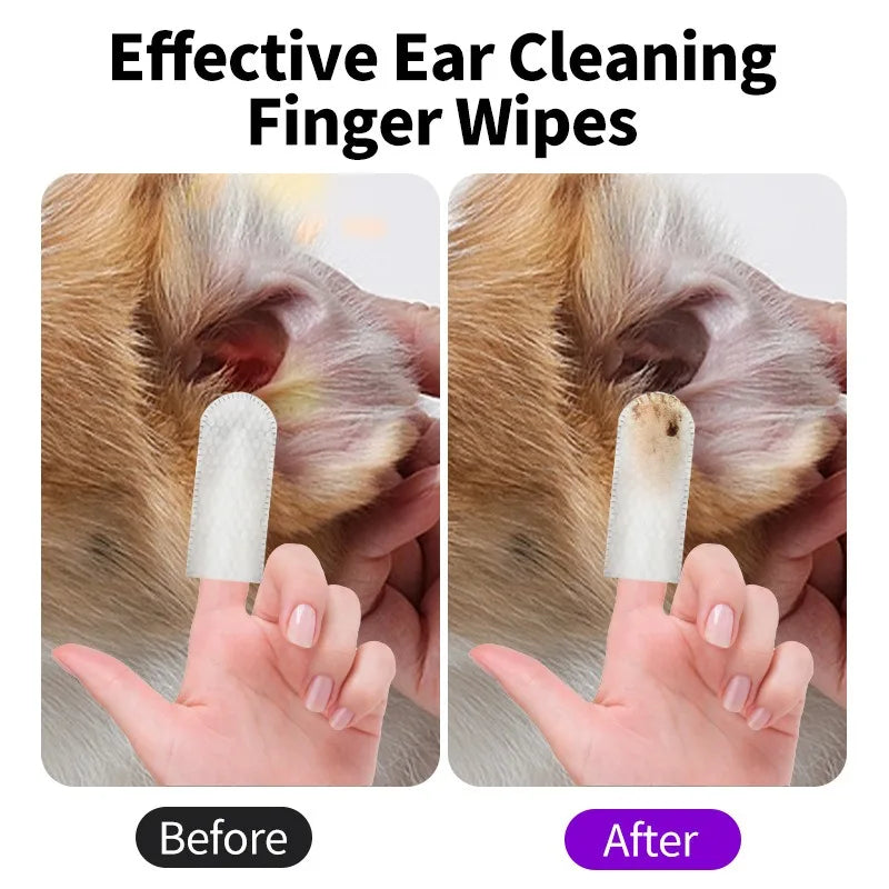 Effective Ear Cleaning Wipes for pet ear care fingertips for pets with before and after results
