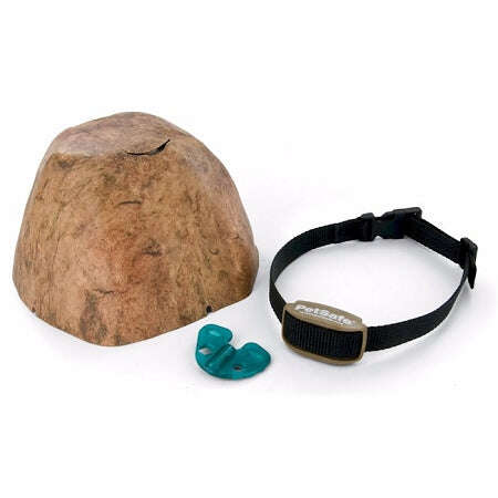 PetSafe Pawz Away barrier system with wireless collar and decorative rock for pet safety