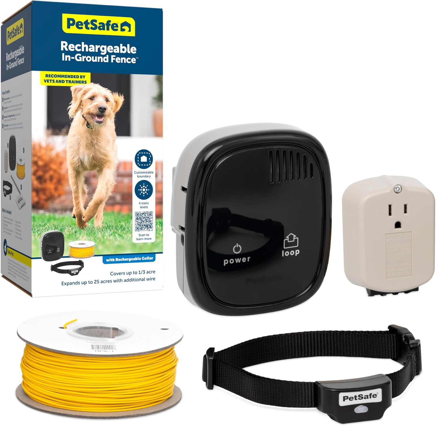 PetSafe underground dog fence system with rechargeable collar and installation kit for pet safety