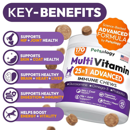 Petsology Dog Joint and Immune Support Chews, 170 Count Purrfect Pet Kingdom