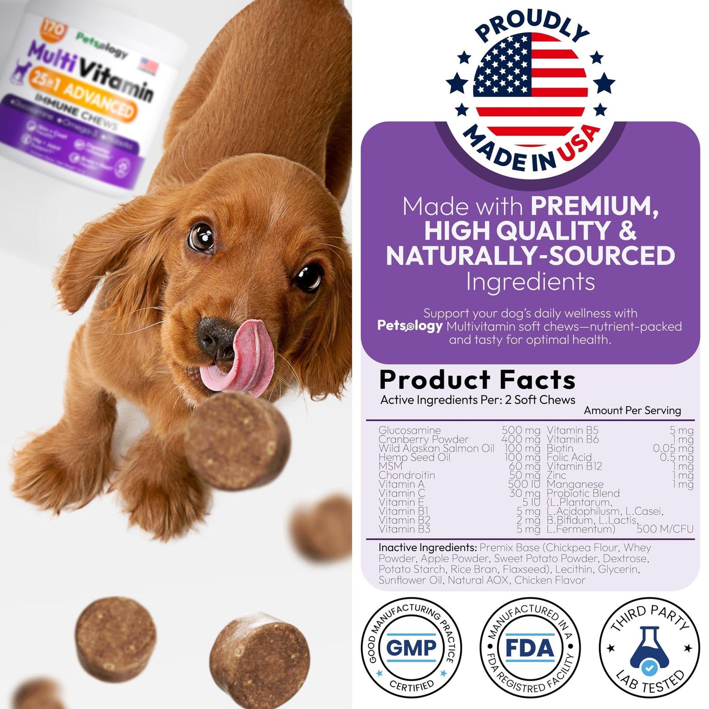 Petsology Dog Multivitamin Chewable Supplements 25-in-1 Purrfect Pet Kingdom