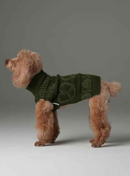 Pretzel Pet Sweater - Olive Green