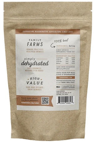 Farm Hounds Beef Lung (2oz) - Beef Lung Dog Treats - The Family Pet