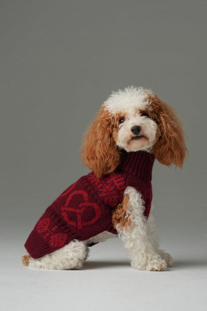 Pretzel Pet Sweater - Burgundy Red