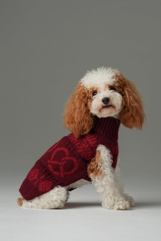 Pretzel Pet Sweater - Burgundy Red