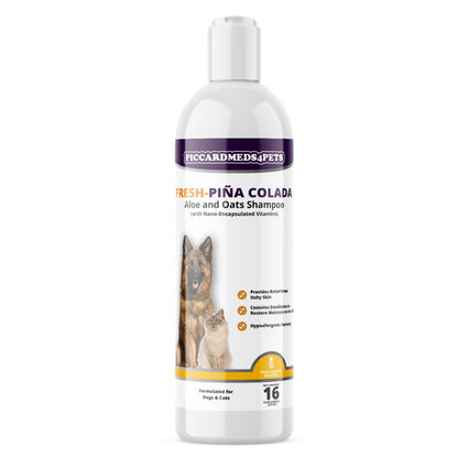 Piccardmeds4pets Fresh Piña Colada Aloe and Oatmeal Shampoo by Paw and Tail Supply, 15.99, perfect for cats and dogs.