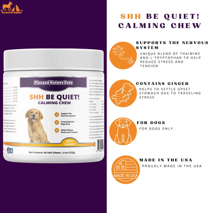 PiccardNaturePets Shh Be Quiet! Calming Aid Dog Supplement by Paw and Tail Supply, priced at $18.99, ideal for dog health ...