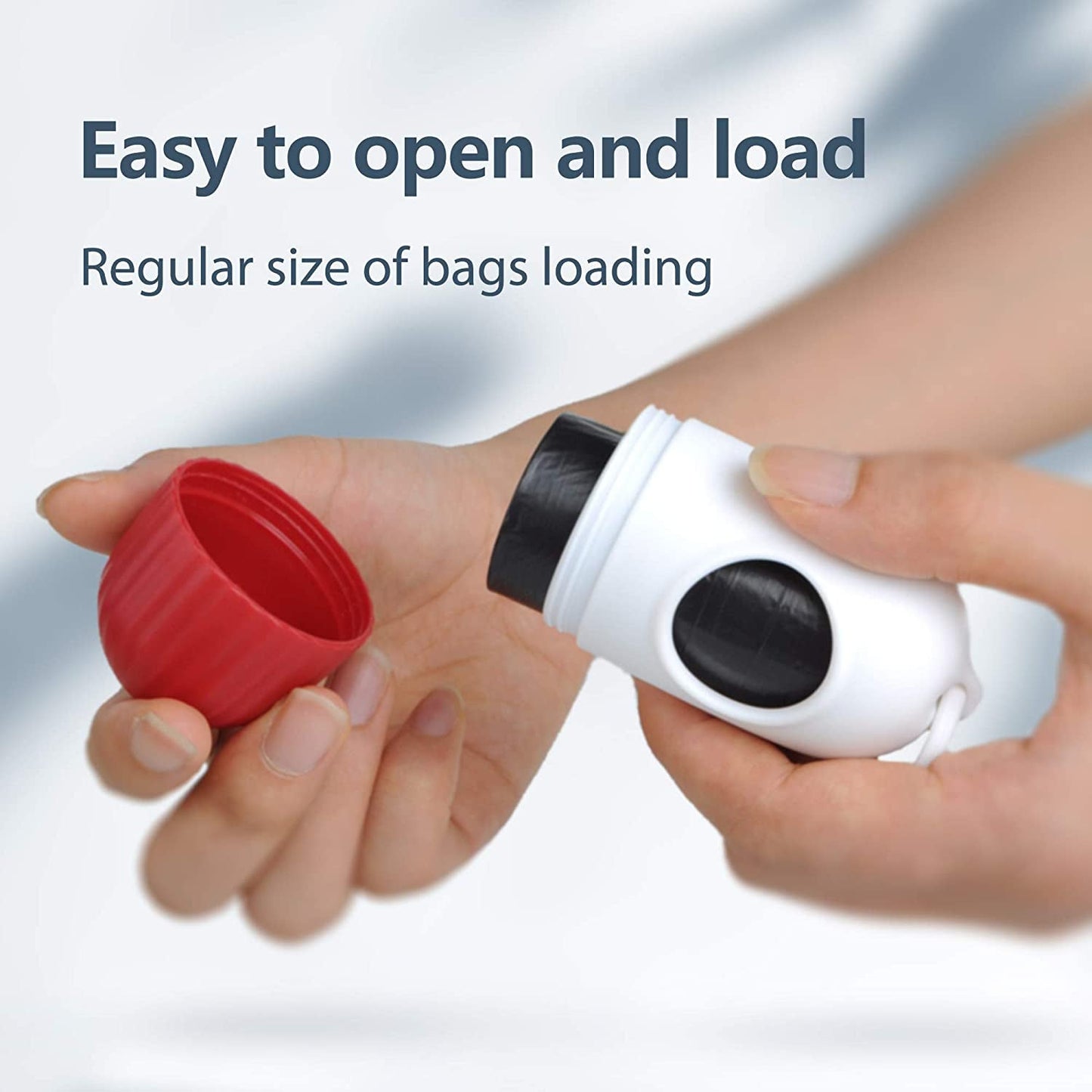 Retractable Dog Leash bag holder for easy opening and loading regular-sized bags