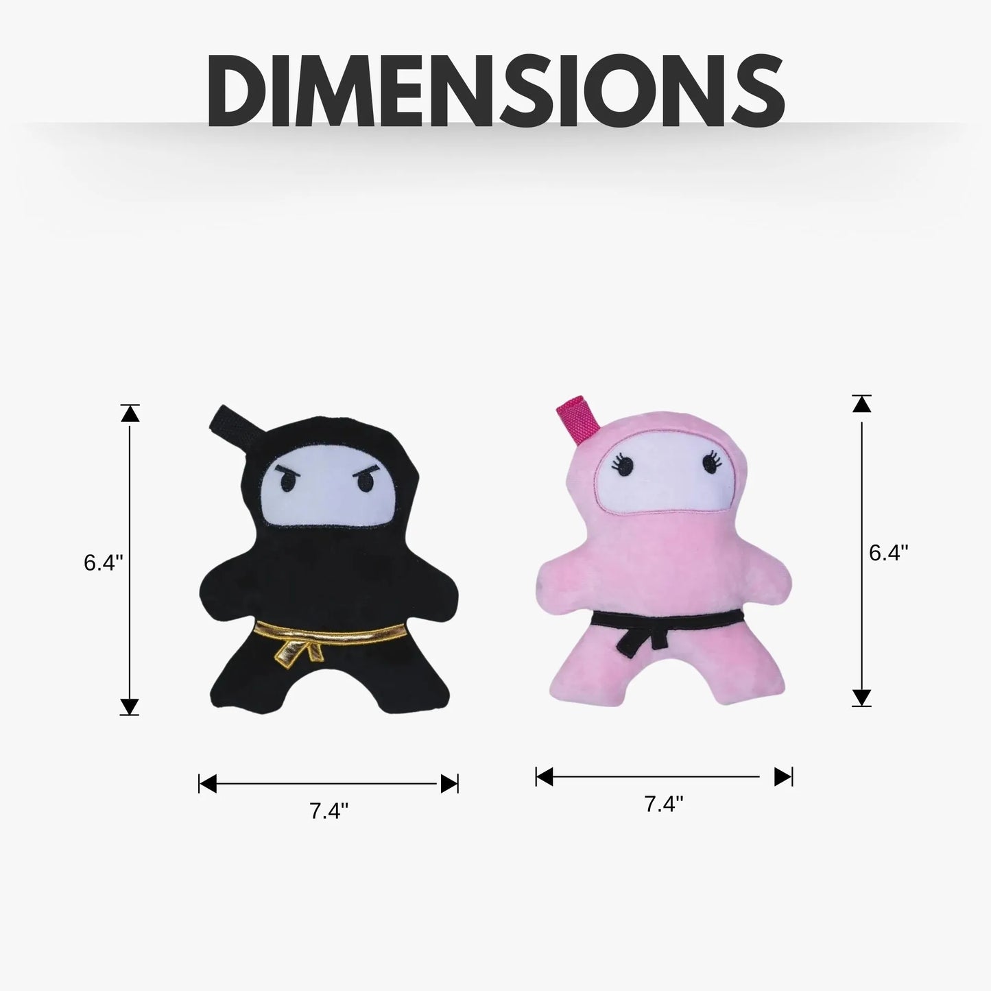 Pink & Black Ninja Love Plush Dog Toy Gift Set by American Pet Supplies, featuring a squeaker, perfect for playful dogs.