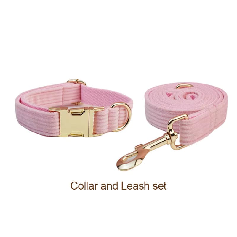 Premium Pink Corduroy Dog Harness Set for Small Elegant Dogs