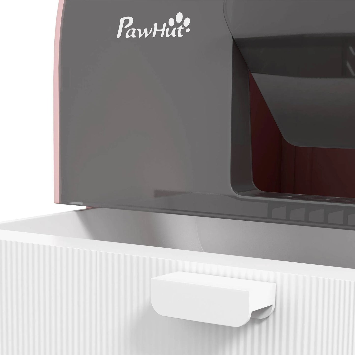 Pink covered cat litter box with odor filter from The Max & Rex Collection, offering complete privacy for your feline friend.