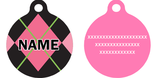 Pink Argyle HD Dog ID Tag