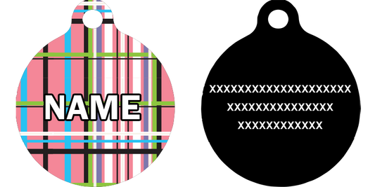 Tartan Plaid Pink HD Dog ID Tag