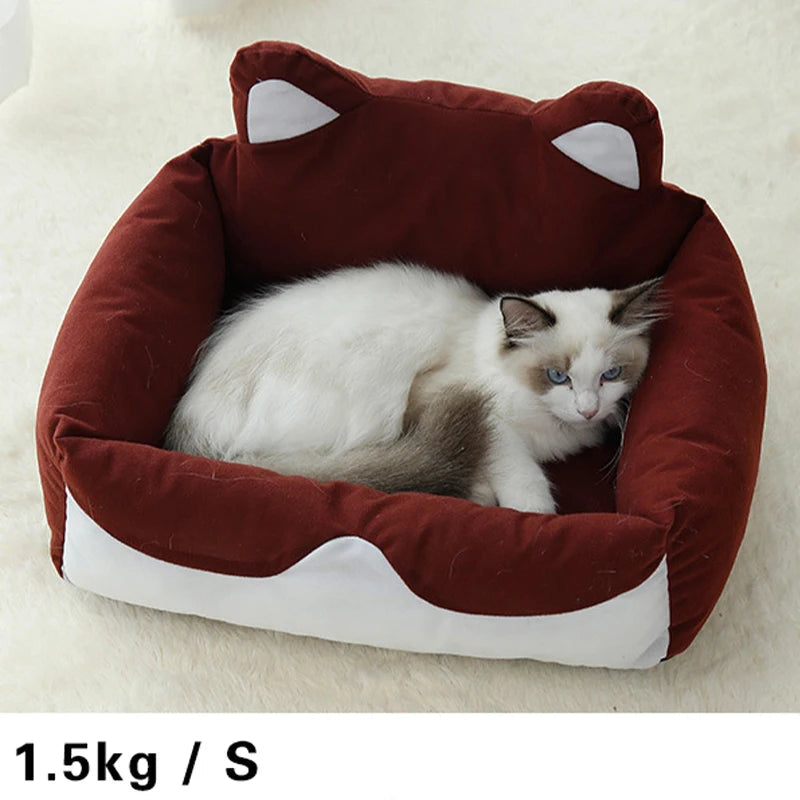Cozy plush dog and cat bed for comfort with cute ear design, ideal for small pets