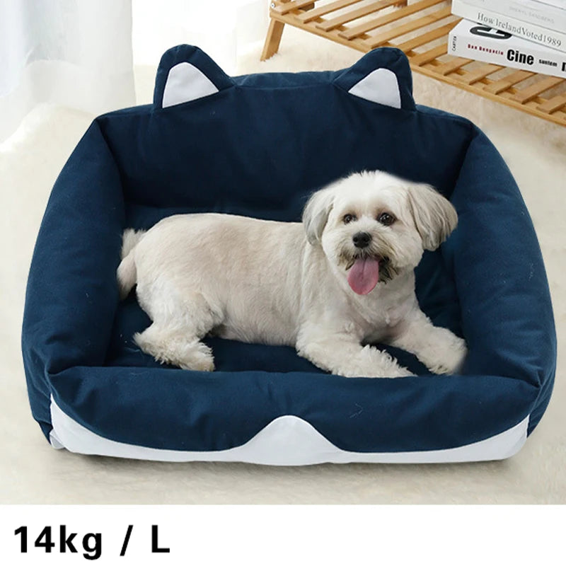 Cozy plush dog and cat bed for comfort featuring cute ear design for pets to relax