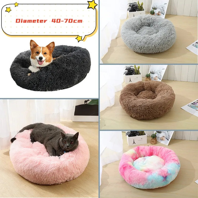 Tail Chasers Plush Dog Bed for Anxiety in various colors and sizes for comfort and relaxation