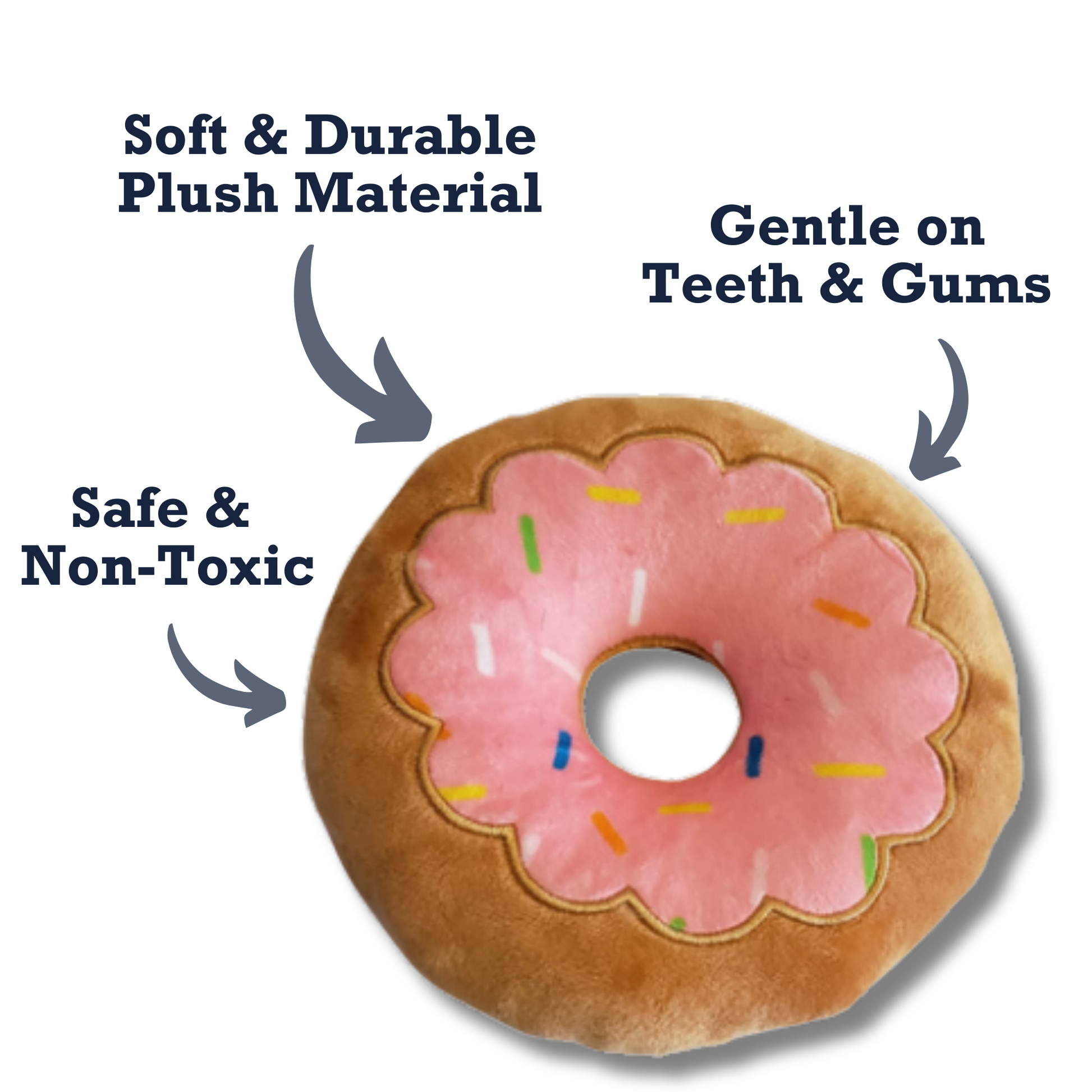 Plush Dog Toy in the shape of a donut, made from soft and durable materials for safe play