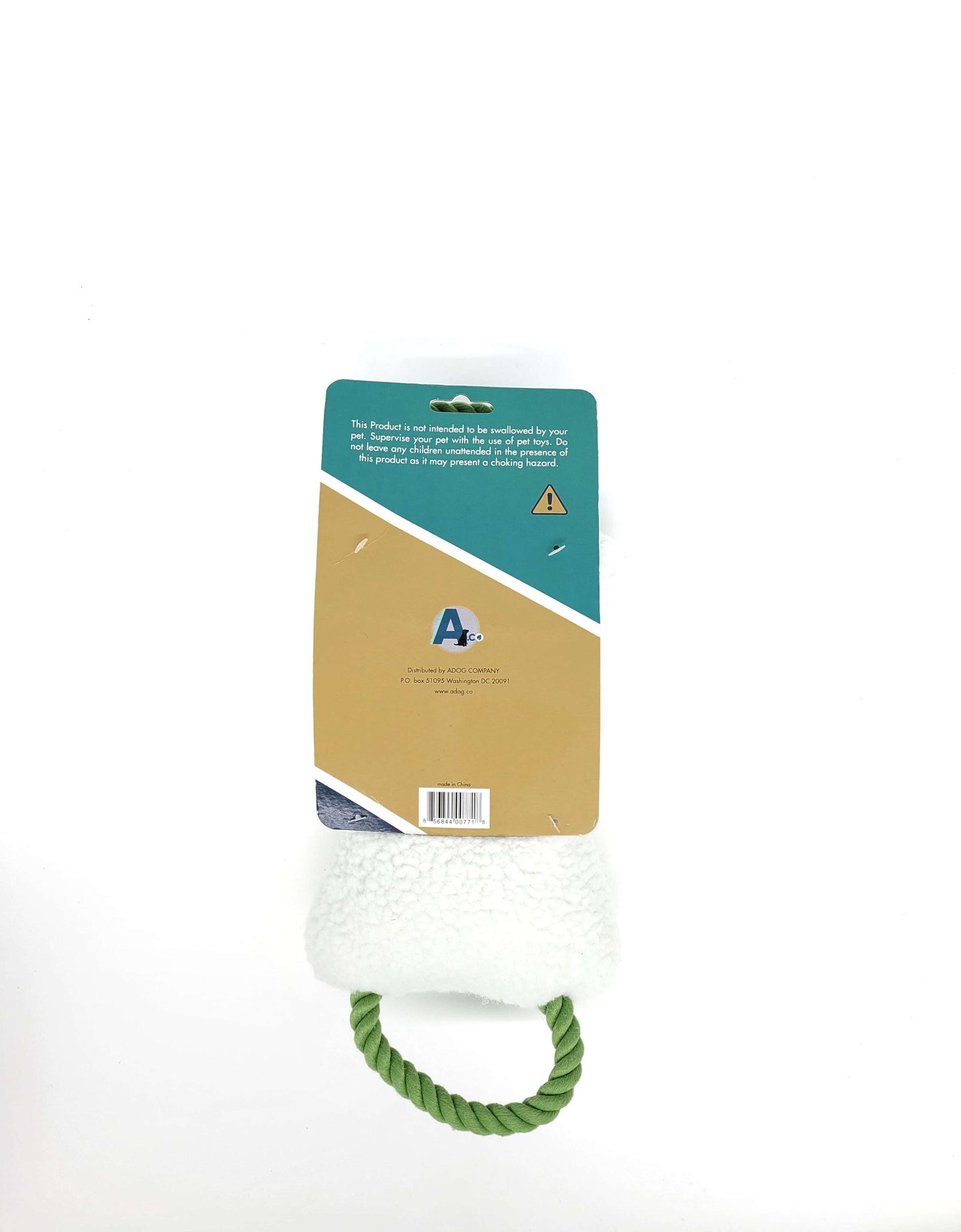 Purrfect Pet Kingdom Plush Dog Toy with a green rope handle for interactive playtime