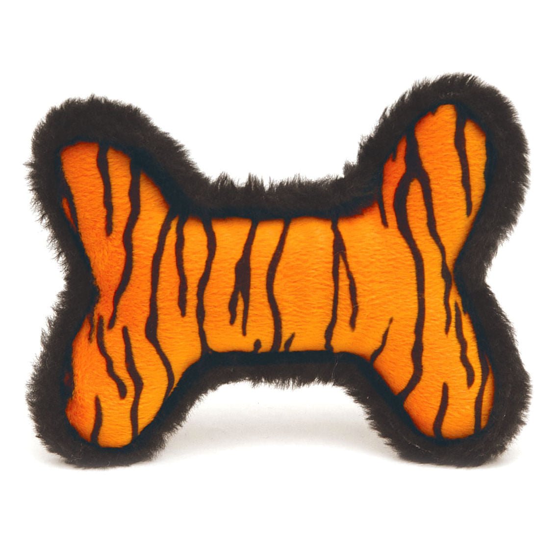 6-Inch Plush Tiger-Skin Squeaky Bone Dog Toy Premium