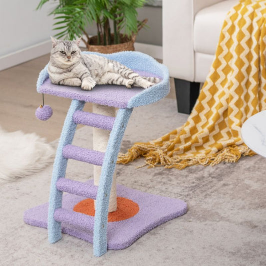 Purrfect Pet Kingdom 19 Inch Plush Cat Tower with Ladder Purple Purrfect Pet Kingdom