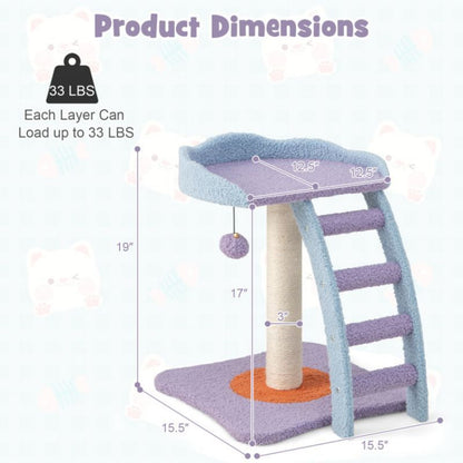 Purrfect Pet Kingdom 19 Inch Plush Cat Tower with Ladder Purrfect Pet Kingdom
