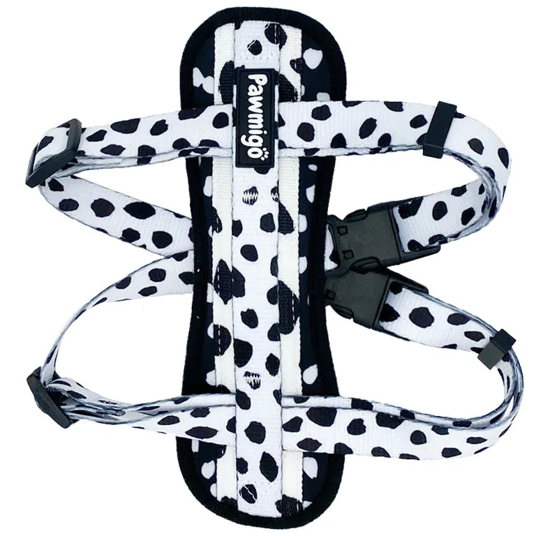Polka Dog X-Fit Harness by Purrfect Pet Kingdom in vibrant colors, available in sizes M and L, perfect for dogs.