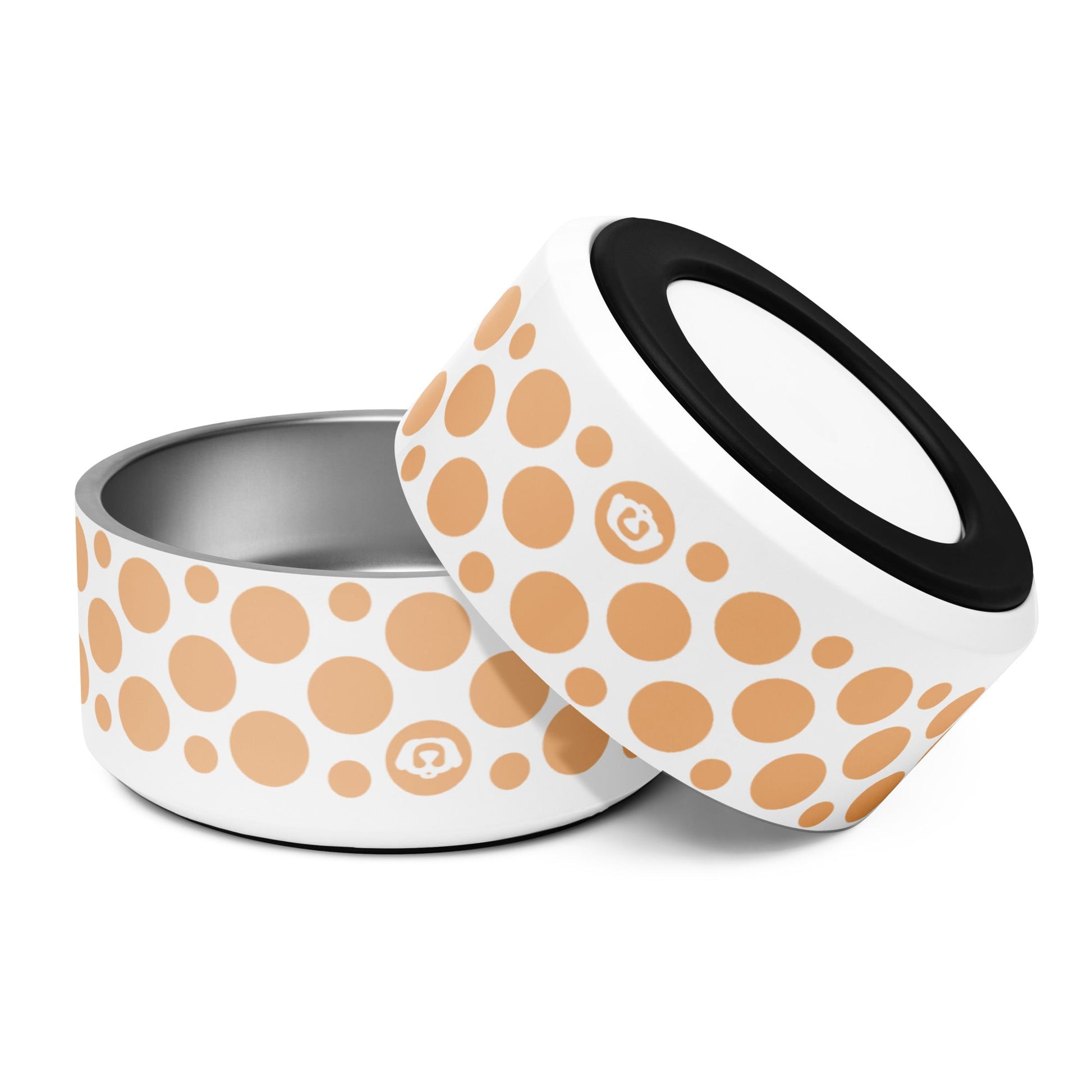 Polka Dotty Peach Sherbet 32oz Dog Bowl - Dog Bowls & Feeders - Wuforia