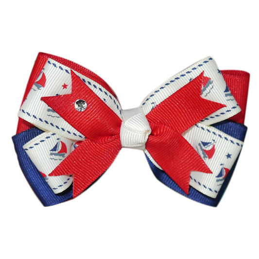 Sailboat Red White & Blue Bow Pet Collar Attachment