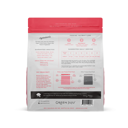 Green Juju Pork Freeze Dried Dog Food 14oz Premium Nutrition