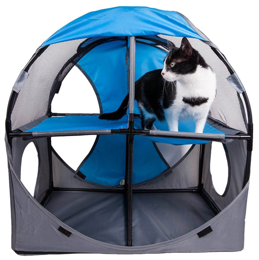 Purrfect Pet Kingdom Portable Cat Hideaway for Travel Blue, Grey Purrfect Pet Kingdom