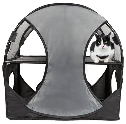 Purrfect Pet Kingdom Portable Cat Hideaway for Travel Grey, Black Purrfect Pet Kingdom