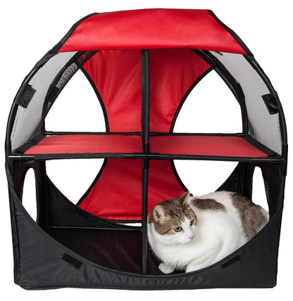 Purrfect Pet Kingdom Portable Cat Hideaway for Travel Red, Black Purrfect Pet Kingdom