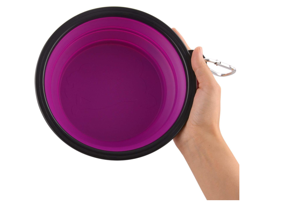 Vibhsa portable dog bowls in purple, collapsible design for easy travel and outdoor use