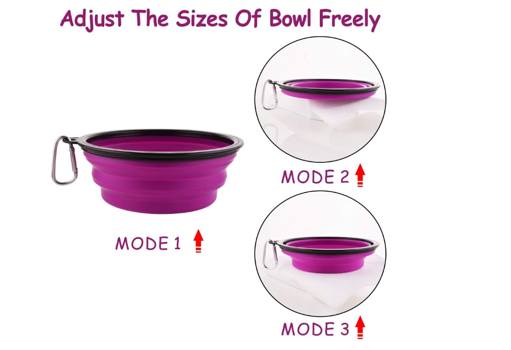 Vibhsa portable dog bowls in three adjustable sizes for outdoor feeding convenience