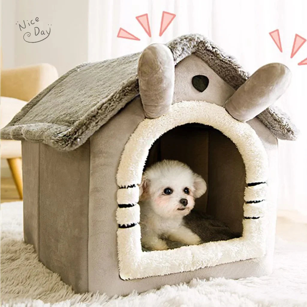 Cozy portable dog house for medium dogs with soft bedding and playful design for comfort and relaxation