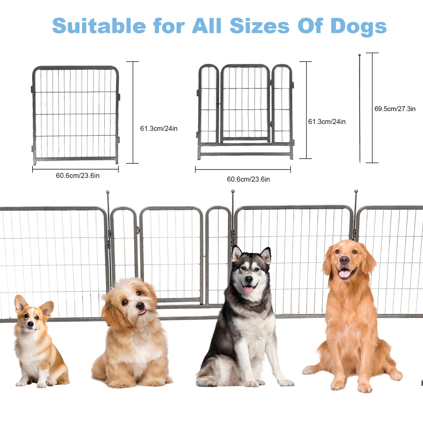 Portable dog playpen for camping with adjustable panels suitable for all dog sizes