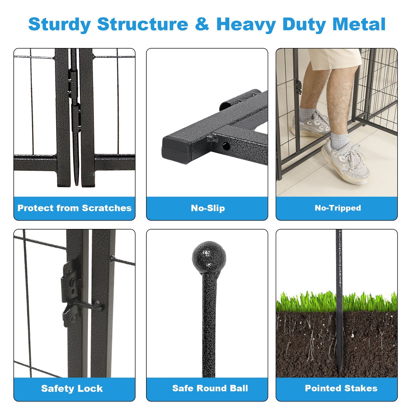 Durable portable dog playpen for camping with sturdy metal construction and safety features