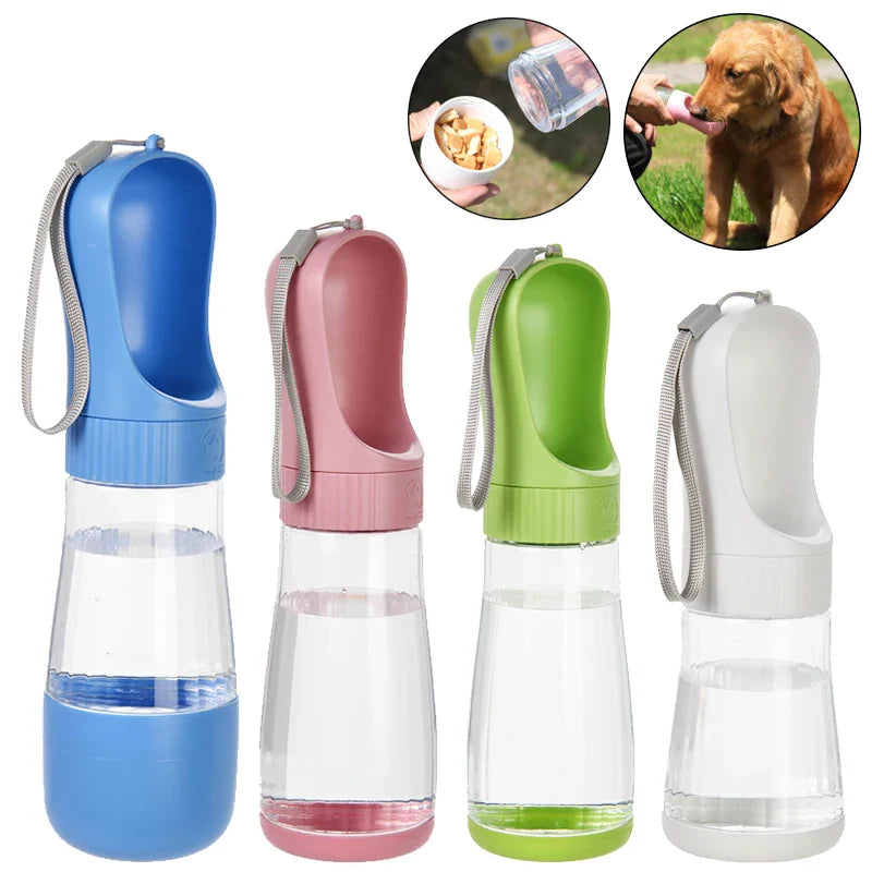 WTN Essentials Portable Dog Water Bottle and Food Container in various colors for pet travel